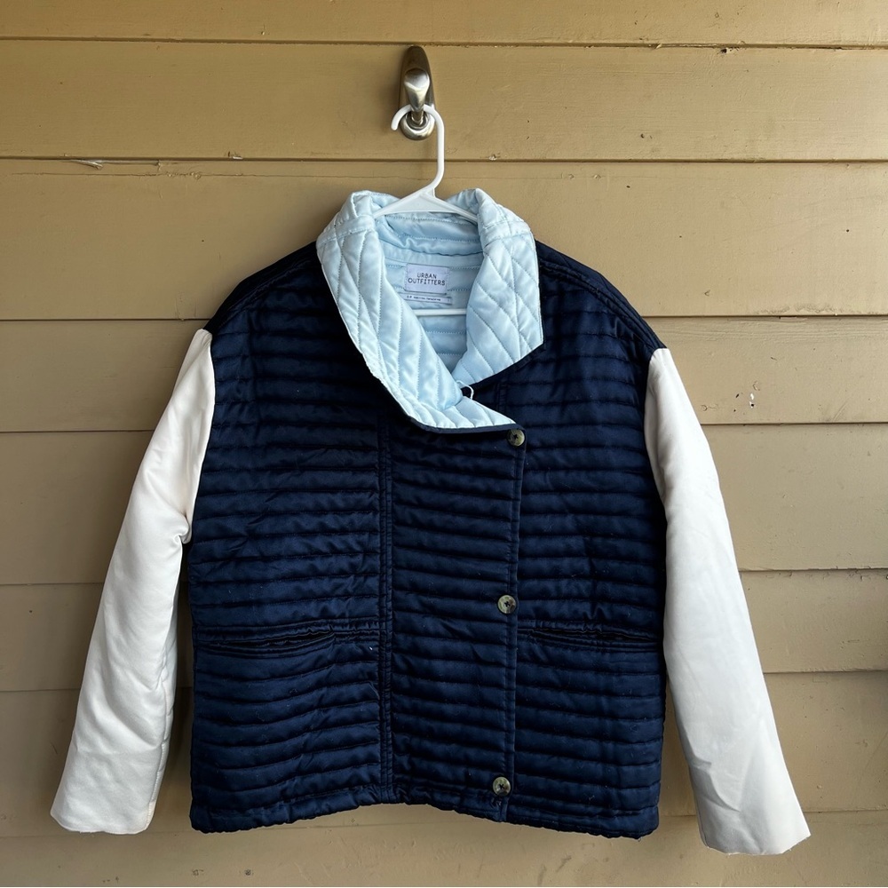 UO Quilted Satin Colorblock Jacket - Size Small - Winter Spring - Picture 2 of 7
